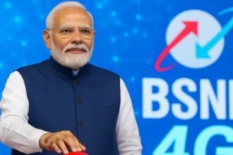 प्रधानमंत्री नरेंद्र मोदी ओडिशा से BSNL के स्वदेशी 4G नेटवर्क का शुभारंभ करते हुए, 97,500 मोबाइल टावरों का उद्घाटन करते हुए।