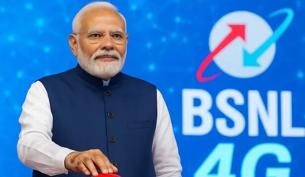 प्रधानमंत्री नरेंद्र मोदी ओडिशा से BSNL के स्वदेशी 4G नेटवर्क का शुभारंभ करते हुए, 97,500 मोबाइल टावरों का उद्घाटन करते हुए।