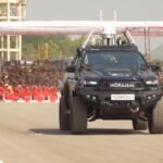 India’s first AI-powered Indrajaal Anti-Drone Patrol Vehicle detecting and neutralizing hostile drones using advanced SkyOS technology.