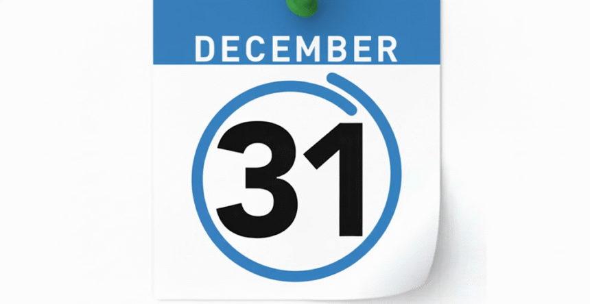 31 दिसंबर 2025 इनकम टैक्स और GST रिटर्न की अंतिम तारीख दर्शाता हुआ कैलेंडर और टैक्स डॉक्यूमेंट