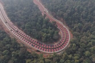 Red Table Top Marking on Bhopal Jabalpur Highway to protect wildlife