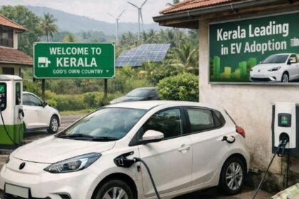केरल में इलेक्ट्रिक वाहन अपनाते मध्यमवर्गीय परिवार, घर पर EV चार्जिंग स्टेशन और सड़क पर इलेक्ट्रिक कार व स्कूटर