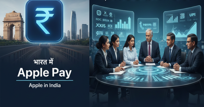 Apple Apple Pay digital payment service India launch concept on iPhone with contactless payment