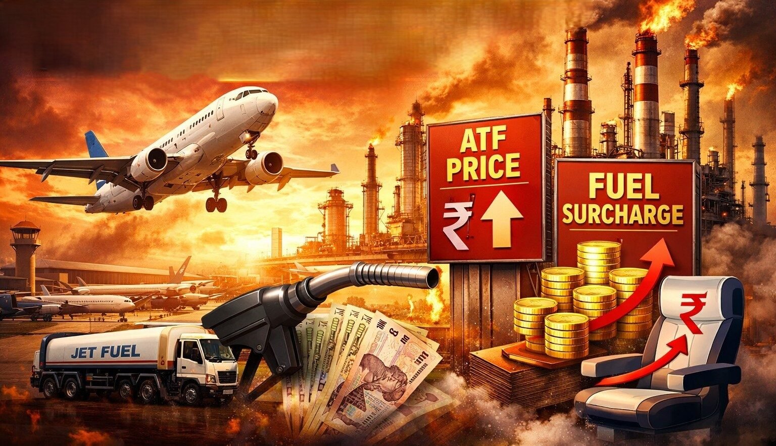 भारत में ATF महंगा होने से एयरलाइनों की लागत बढ़ी और हवाई किराए में बढ़ोतरी, जेट फ्यूल की बढ़ती कीमतों का विमानन उद्योग पर असर
