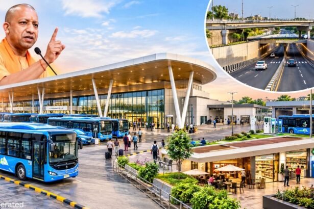 लखनऊ में प्रस्तावित आधुनिक बस टर्मिनल और इलेक्ट्रिक बस चार्जिंग सुविधाओं का सांकेतिक चित्र