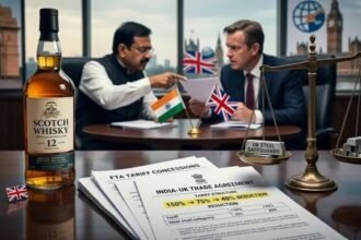 भारत-ब्रिटेन FTA के तहत स्कॉच व्हिस्की के थोक आयात पर 75 फीसदी रियायती टैरिफ को लेकर विवाद